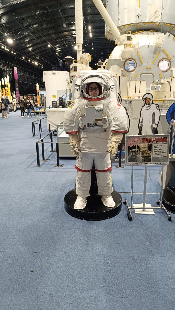 Aytaj Abbasova in astronaut suit